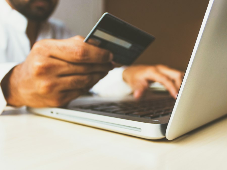 Online shopping and e-commerce checkout on a laptop